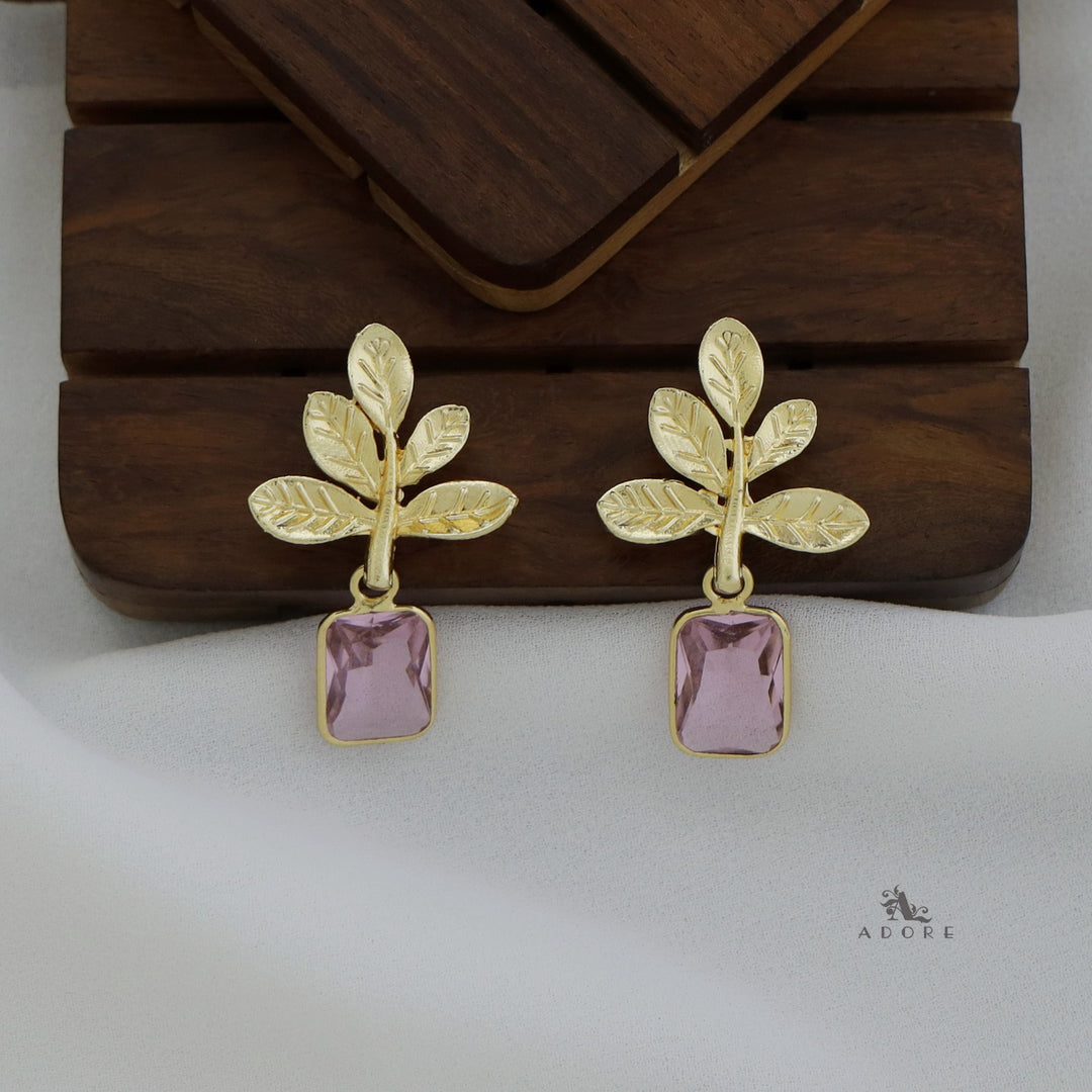 Laina Leafy Glossy Rectangle Earring