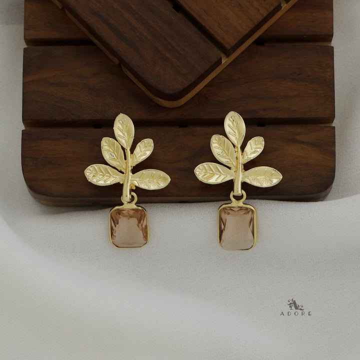 Laina Leafy Glossy Rectangle Earring