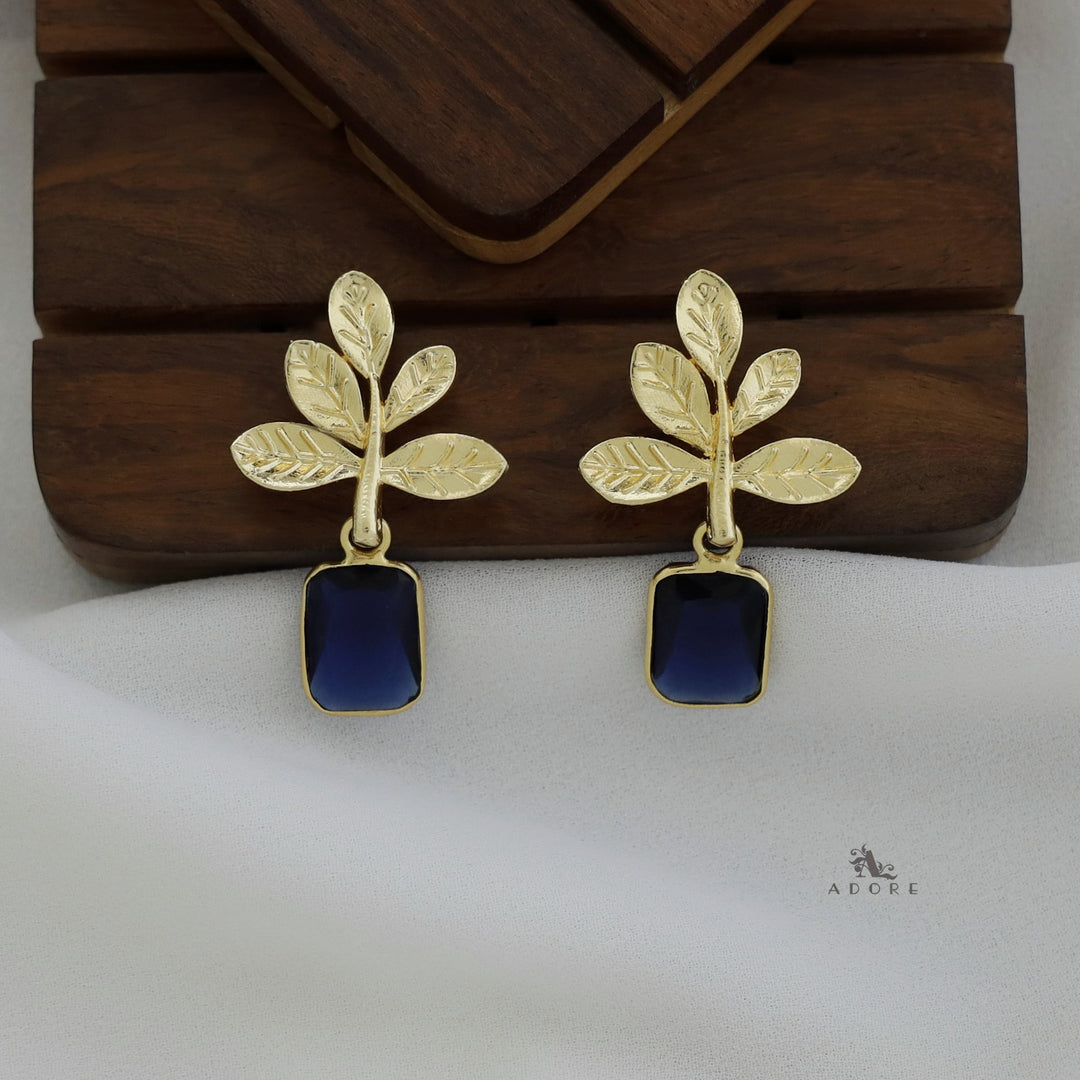 Laina Leafy Glossy Rectangle Earring