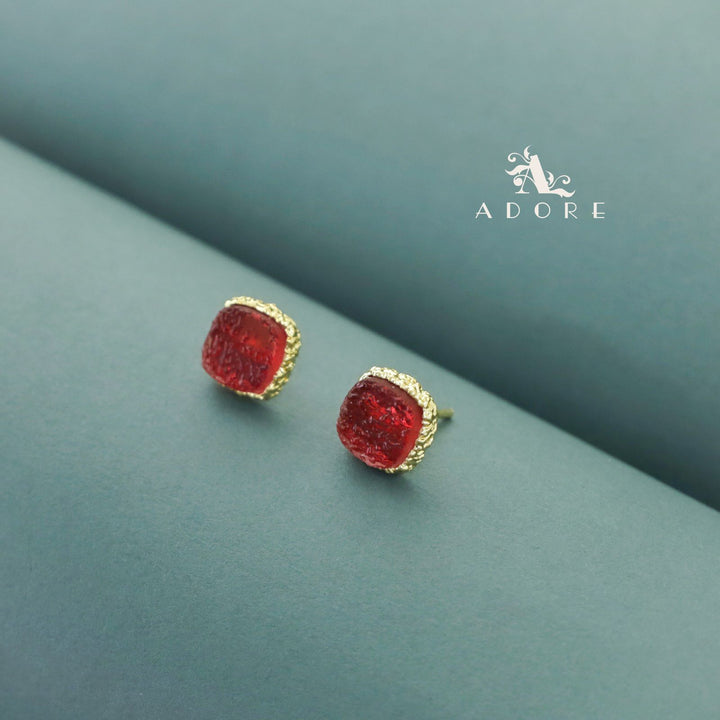 Textured Riana Square Stud