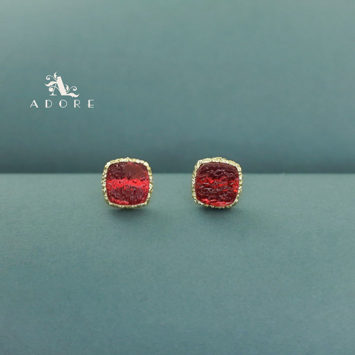 Textured Riana Square Stud