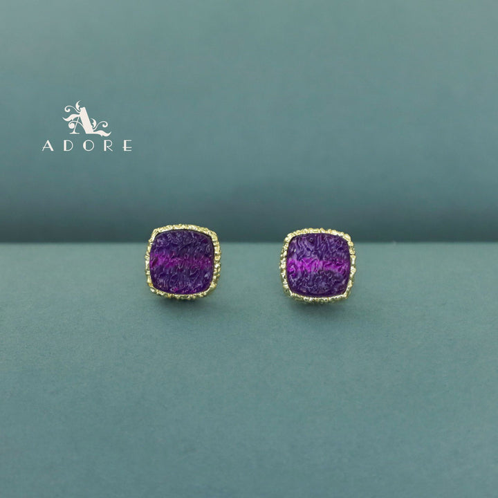 Textured Riana Square Stud