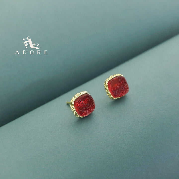 Textured Riana Square Stud