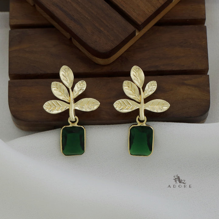 Laina Leafy Glossy Rectangle Earring