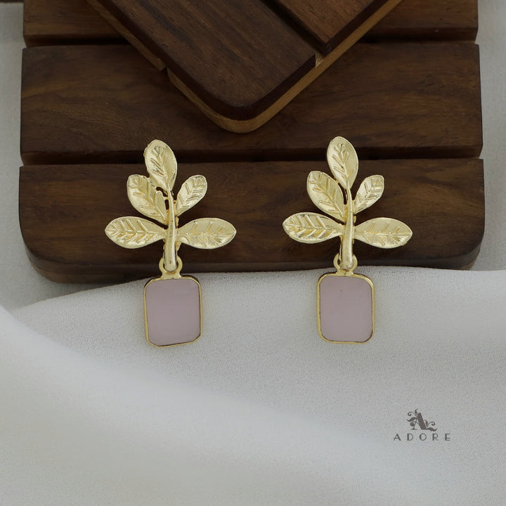 Laina Leafy Glossy Rectangle Earring