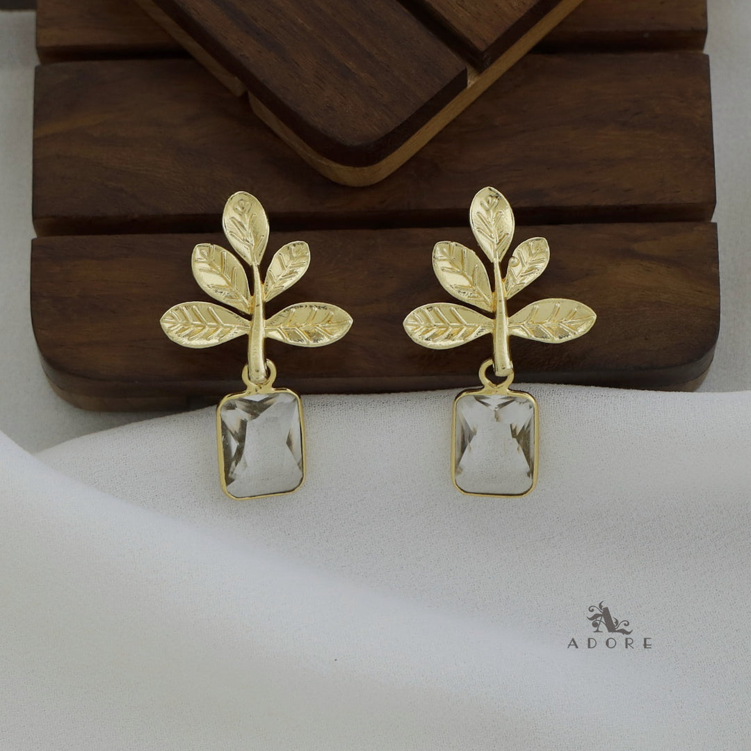 Laina Leafy Glossy Rectangle Earring