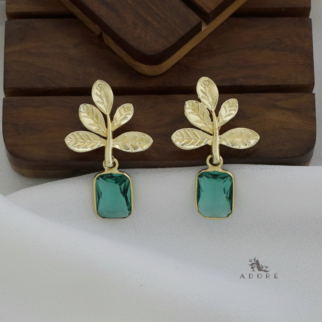 Laina Leafy Glossy Rectangle Earring