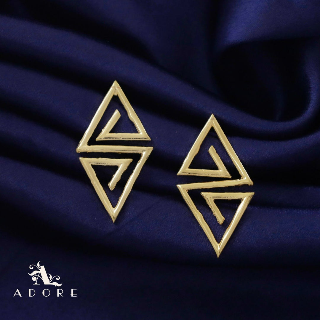 Golden Dual Triangle Earring