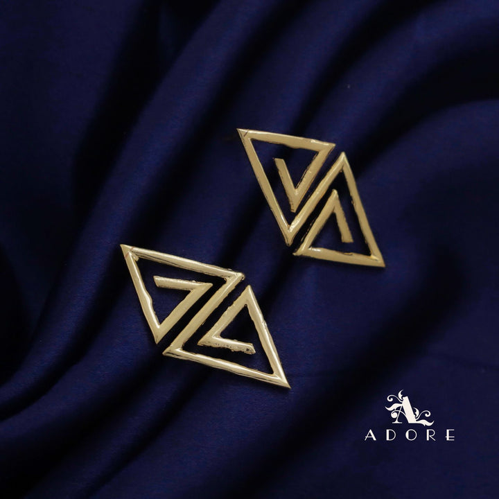 Golden Dual Triangle Earring