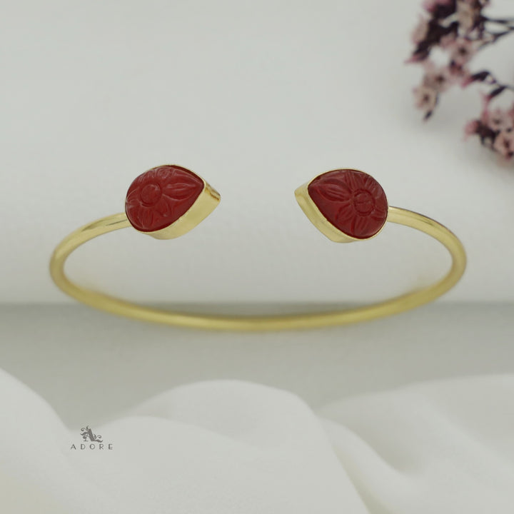 Carved Twin Flower Bracelet
