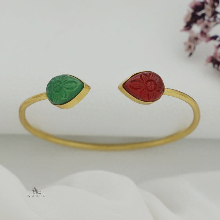 Carved Twin Flower Bracelet