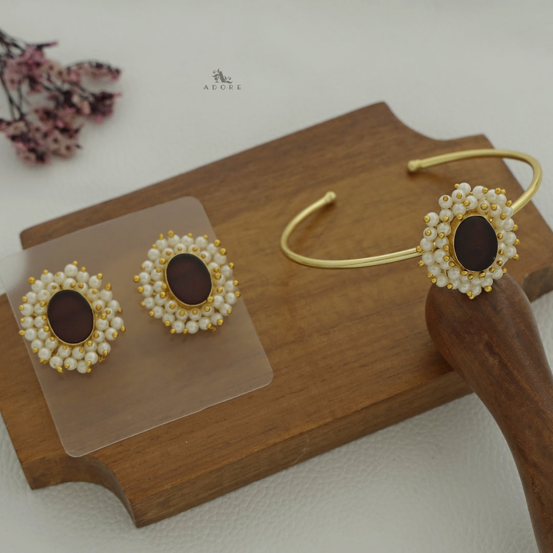 Raw Stone Halina Pearl Bracelet With Earring