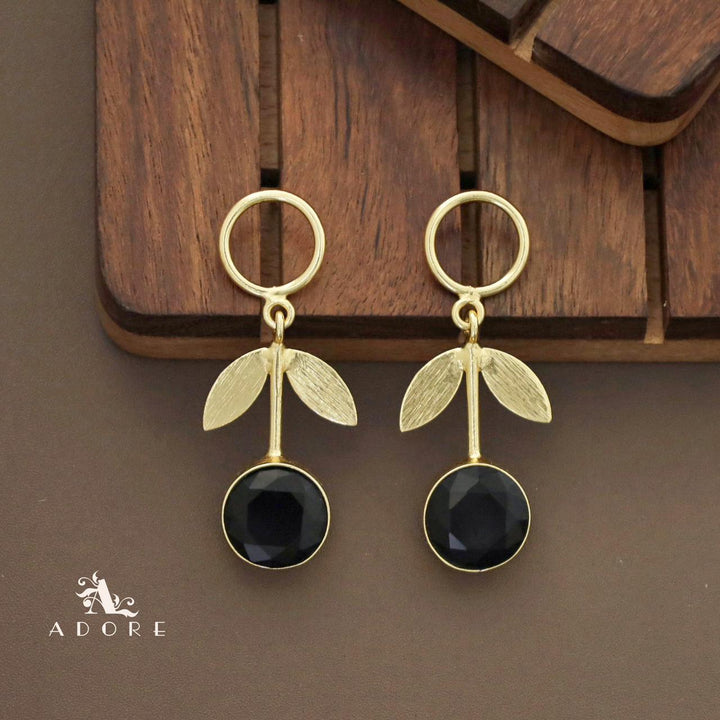 Glossy Round Leafy Stick Earring
