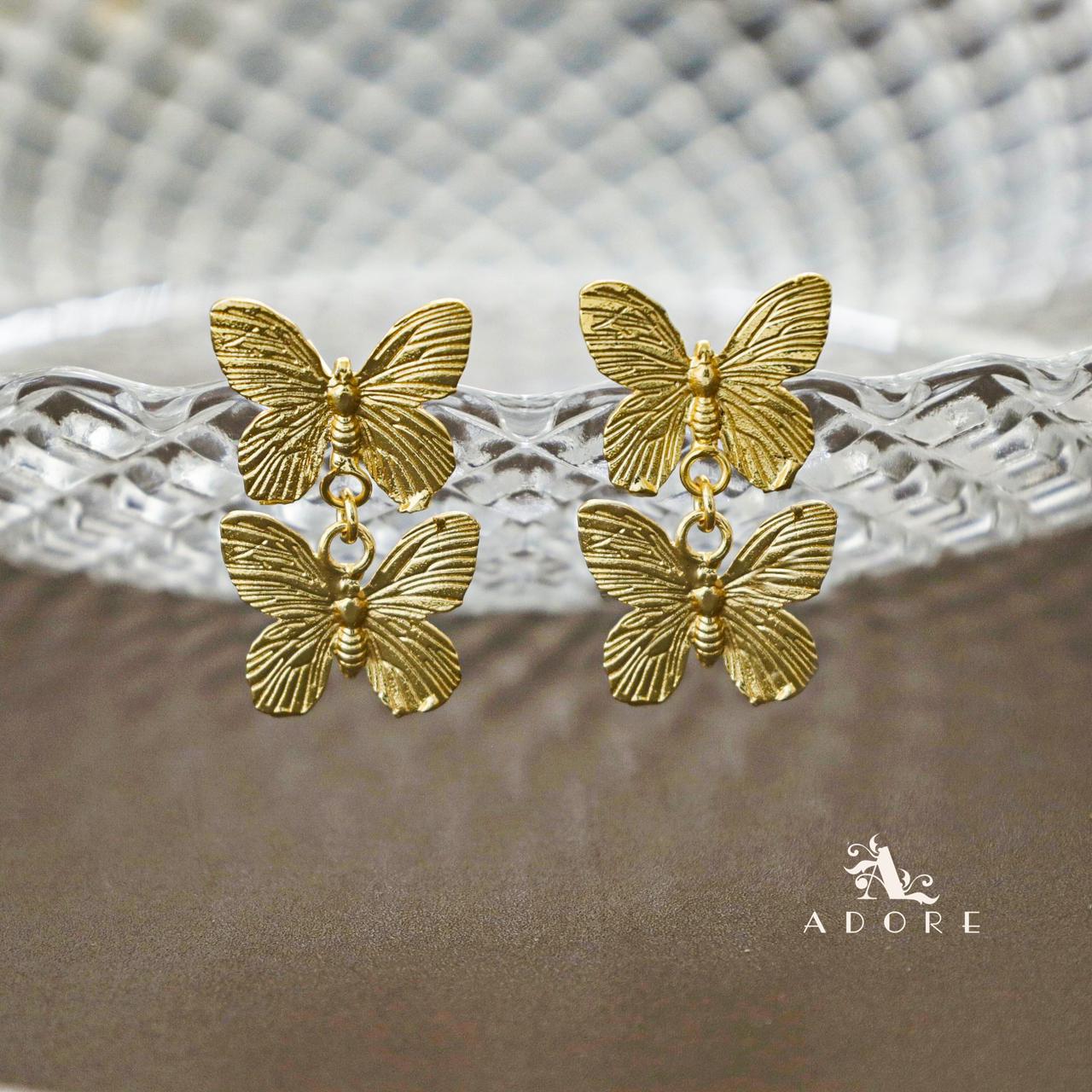 Gold butterfly earrings hotsell