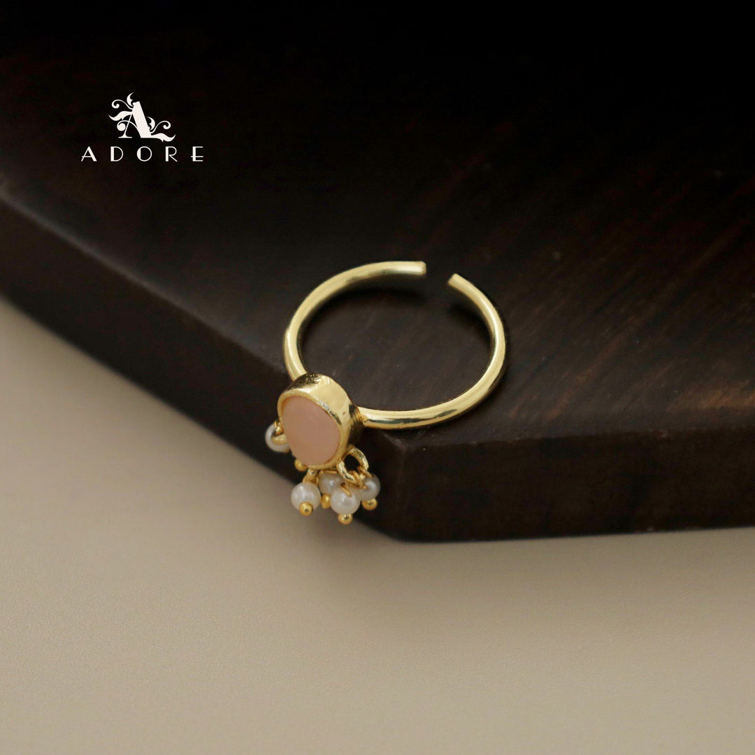 Golden Drop Cluster Pearl Ring