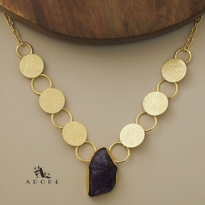 Raw Stone Textured Coin + Circle Neckpiece