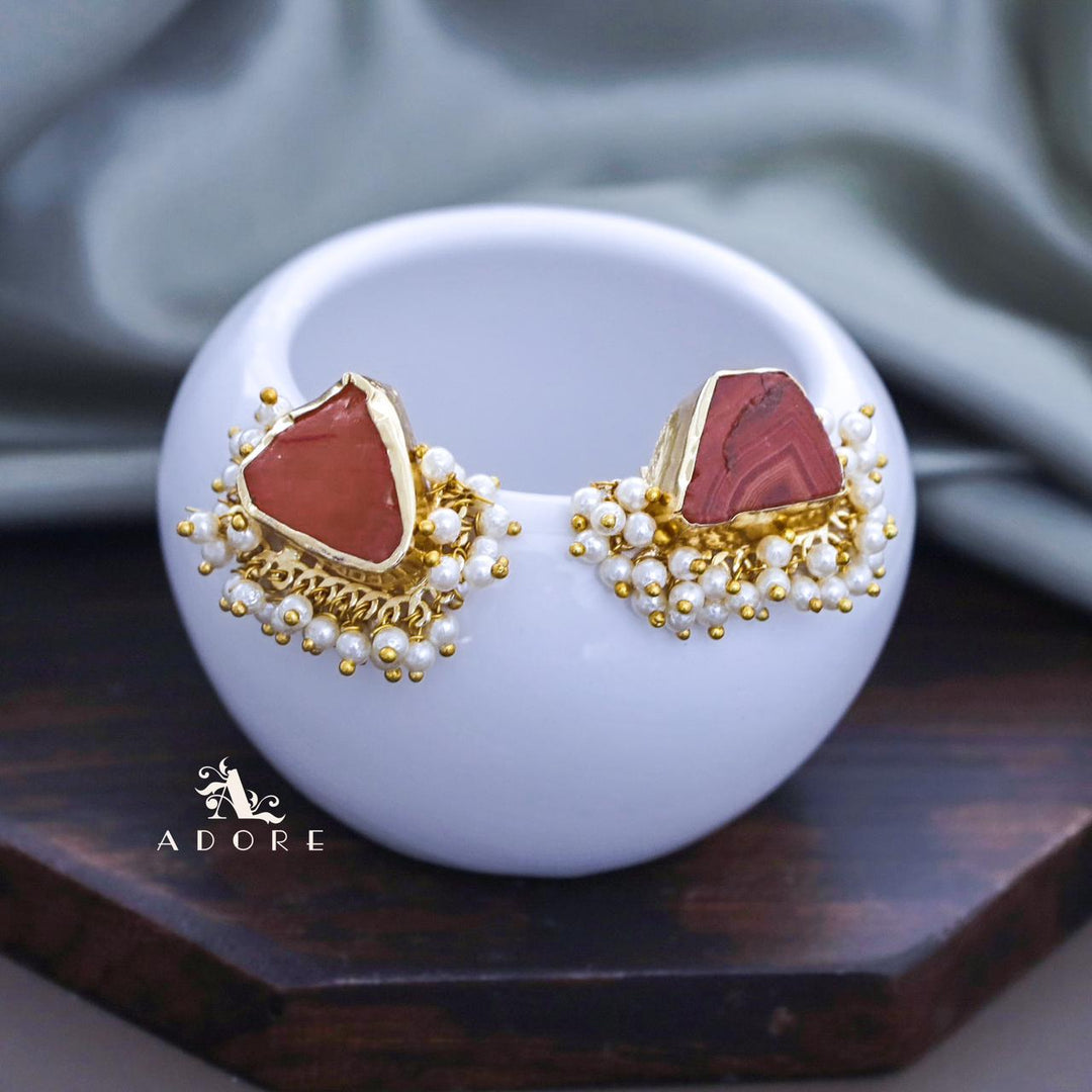 Cleo Raw Stone Cluster Pearl Earring