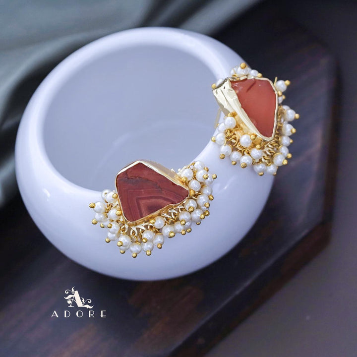 Cleo Raw Stone Cluster Pearl Earring