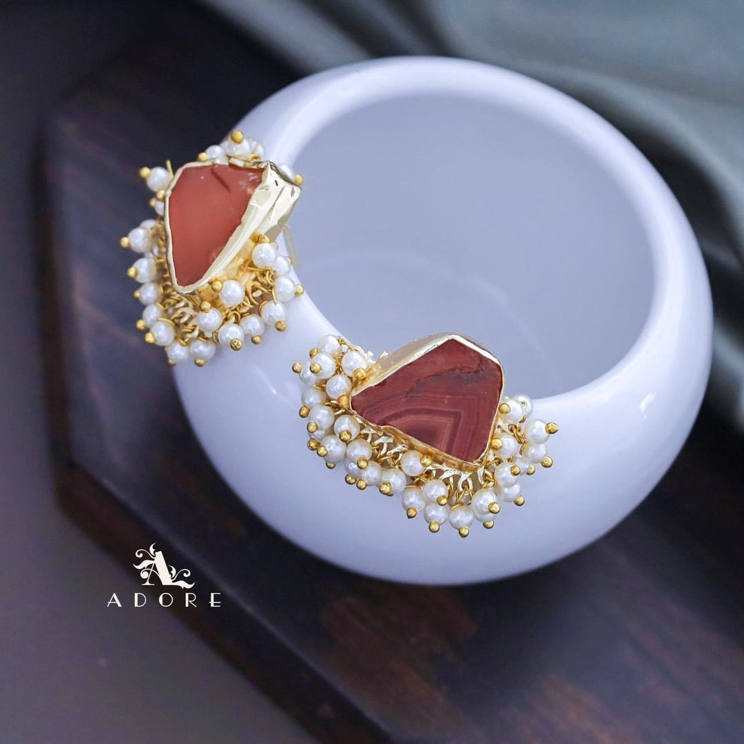 Cleo Raw Stone Cluster Pearl Earring
