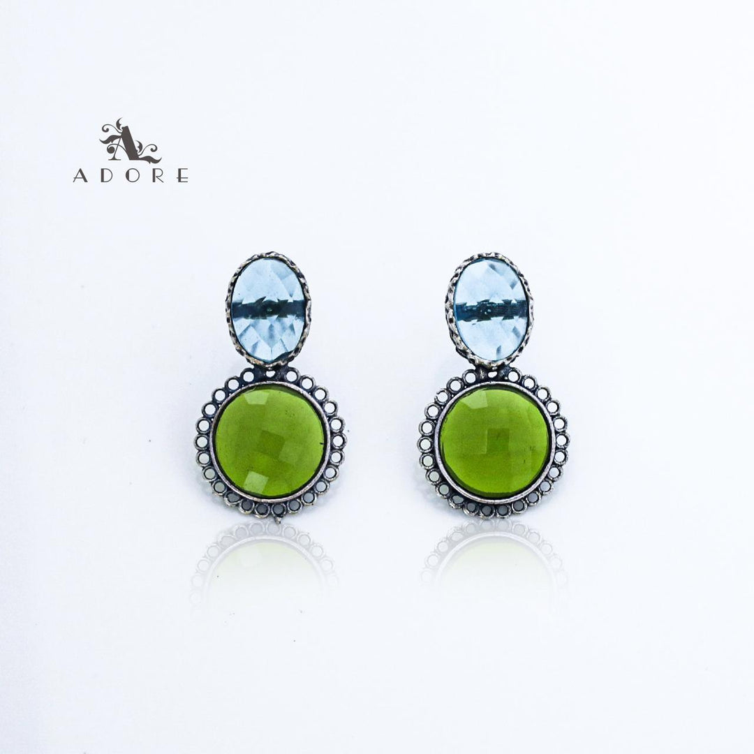 Silver Oval And Round Glossy Earring
