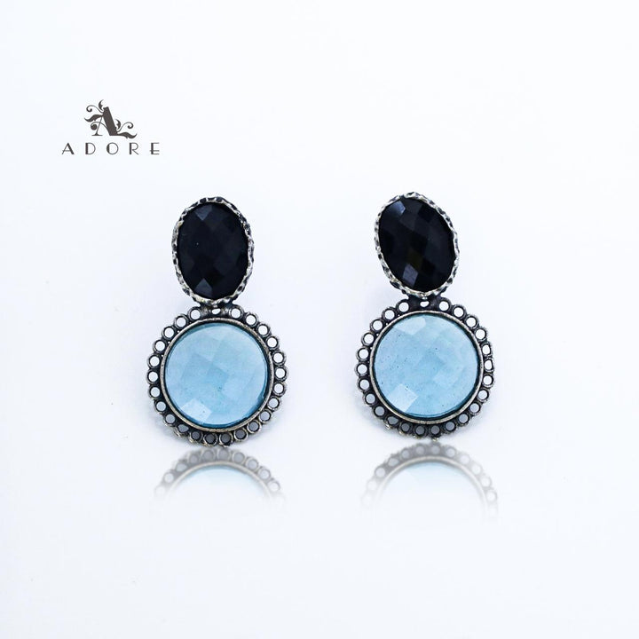 Silver Oval And Round Glossy Earring