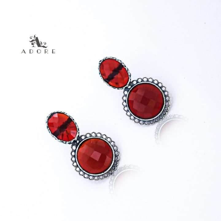 Silver Oval And Round Glossy Earring