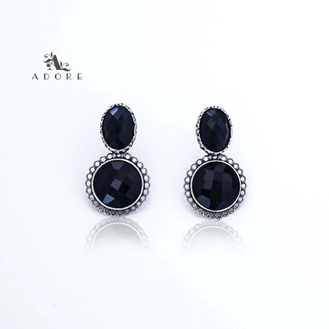 Silver Oval And Round Glossy Earring