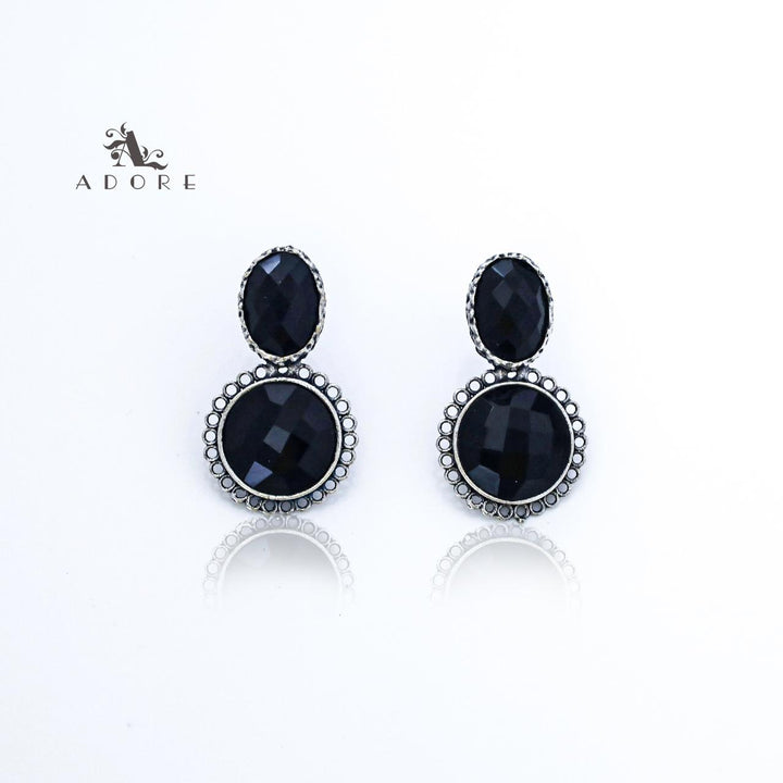Silver Oval And Round Glossy Earring