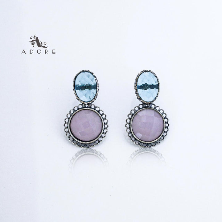 Silver Oval And Round Glossy Earring
