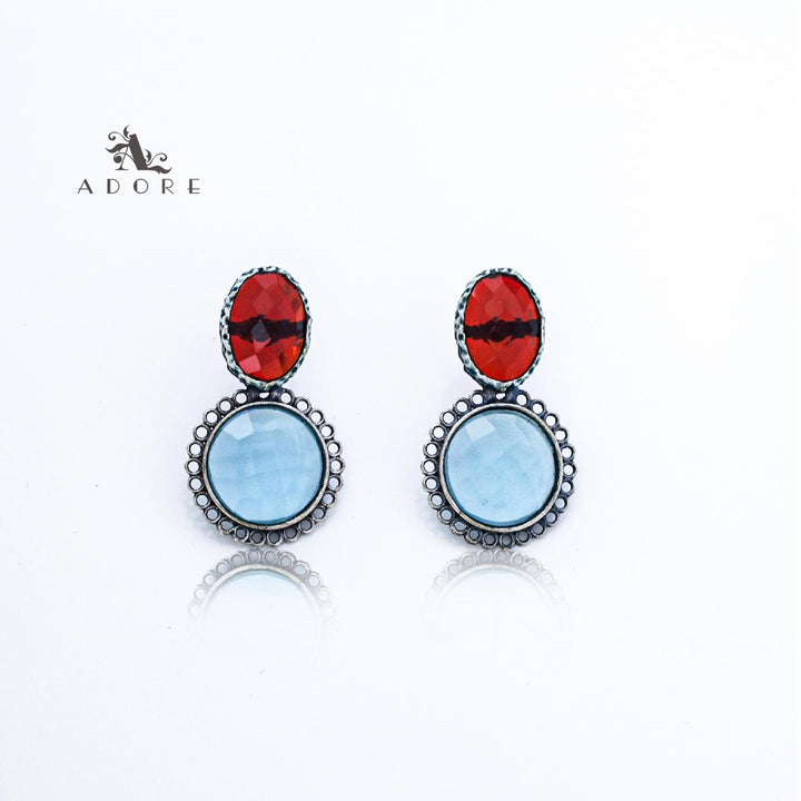 Silver Oval And Round Glossy Earring