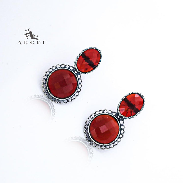 Silver Oval And Round Glossy Earring