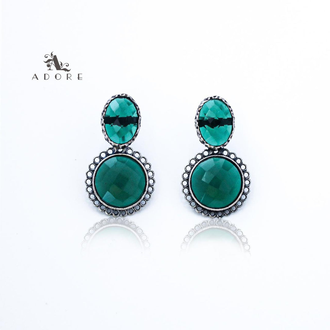 Silver Oval And Round Glossy Earring