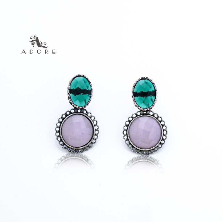 Silver Oval And Round Glossy Earring