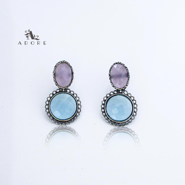 Silver Oval And Round Glossy Earring