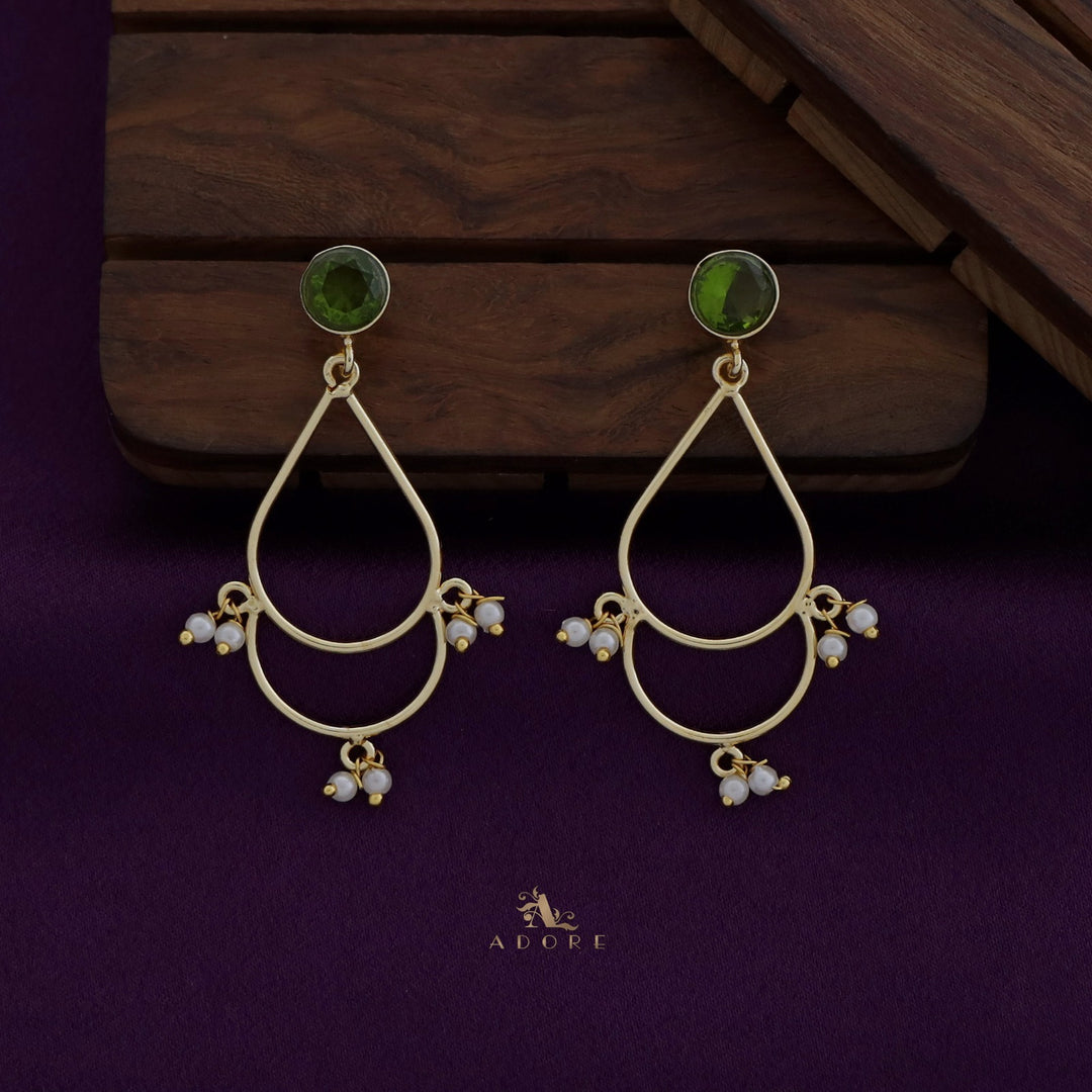 Golden Drop Pearl Glossy Round Earring