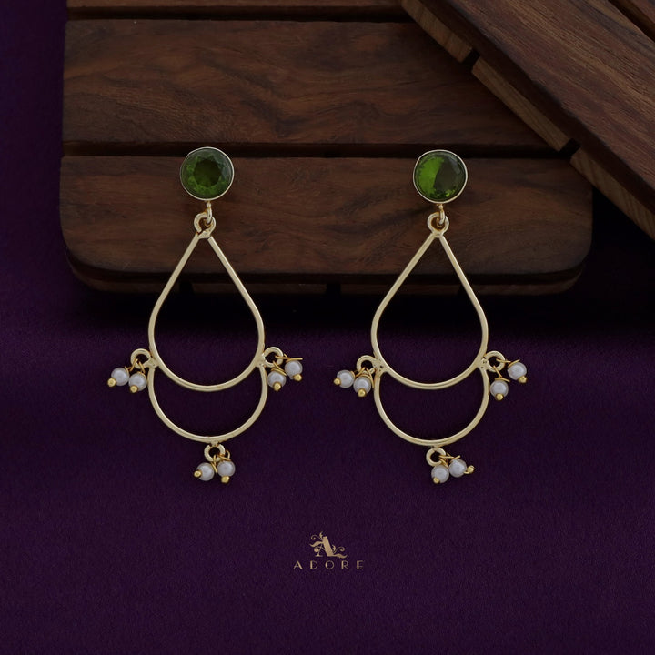 Golden Drop Pearl Glossy Round Earring