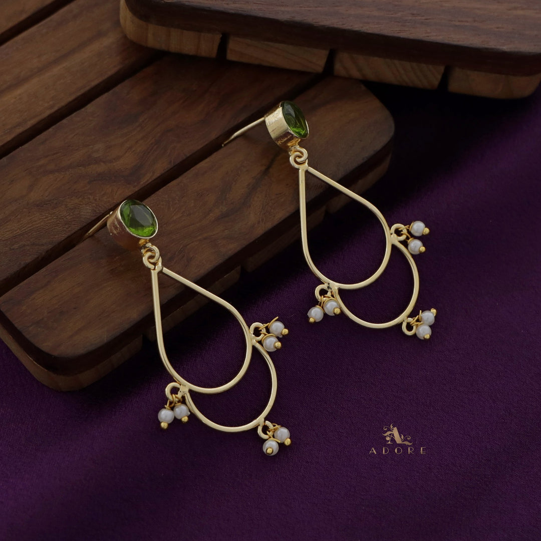Golden Drop Pearl Glossy Round Earring