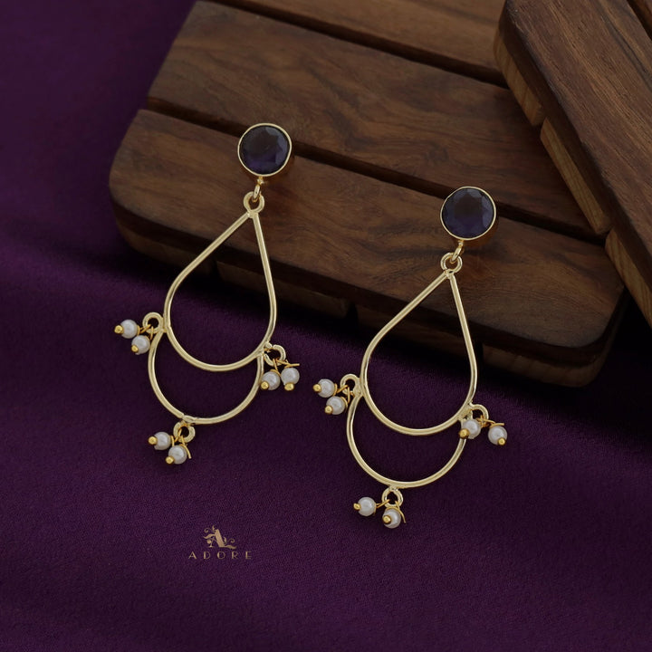 Golden Drop Pearl Glossy Round Earring