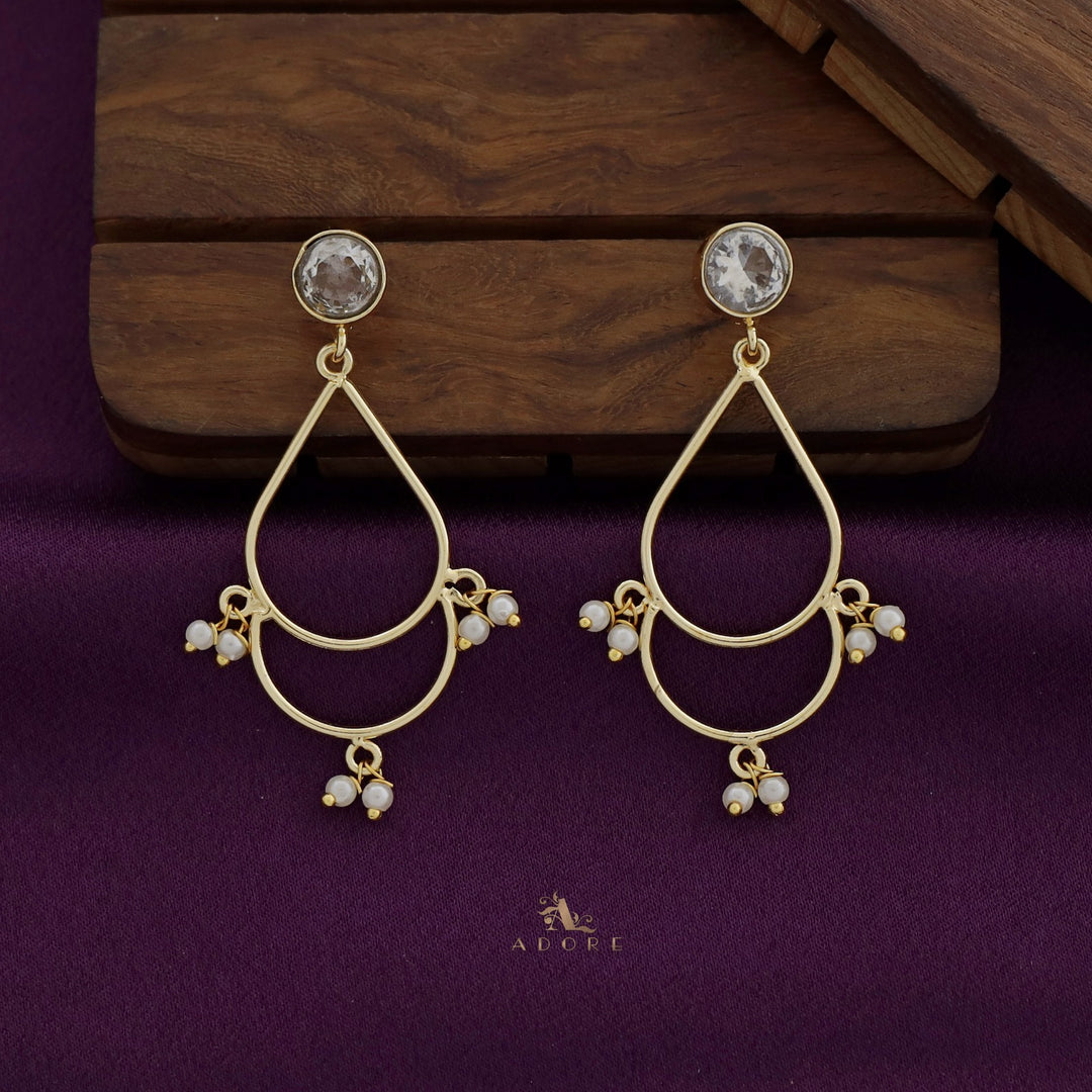 Golden Drop Pearl Glossy Round Earring