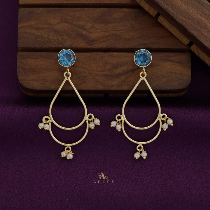 Golden Drop Pearl Glossy Round Earring