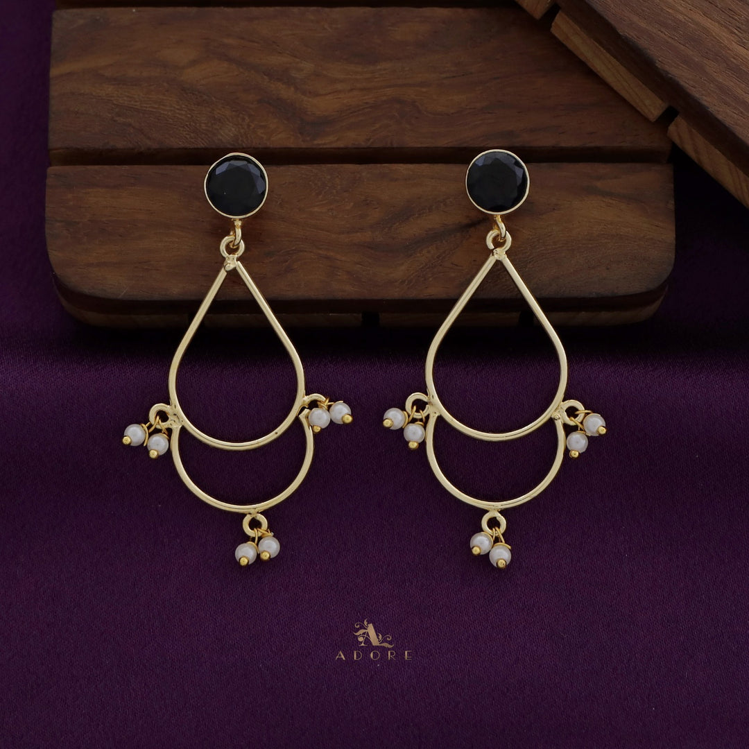 Golden Drop Pearl Glossy Round Earring