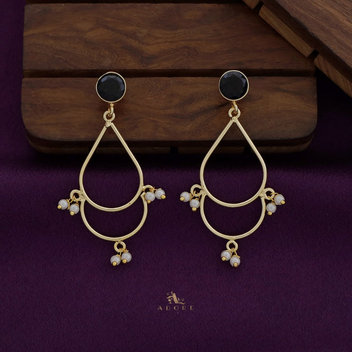 Golden Drop Pearl Glossy Round Earring