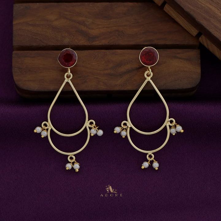 Golden Drop Pearl Glossy Round Earring