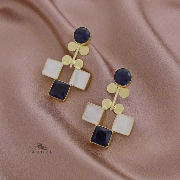 Tri Square Glossy + MOP Earring