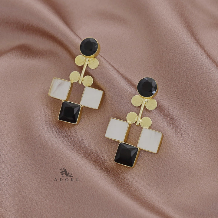 Tri Square Glossy + MOP Earring