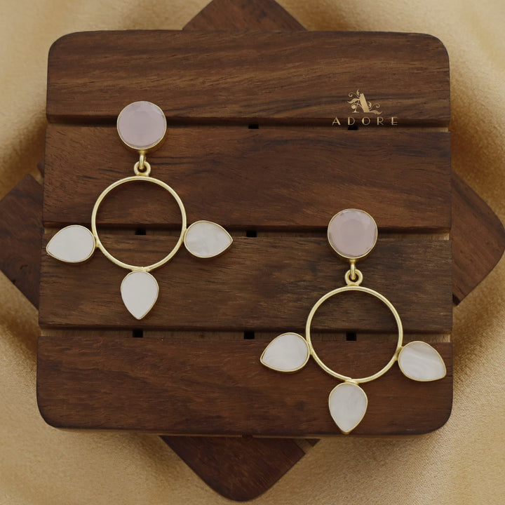 Glossy Round Tri Drop MOP Earring