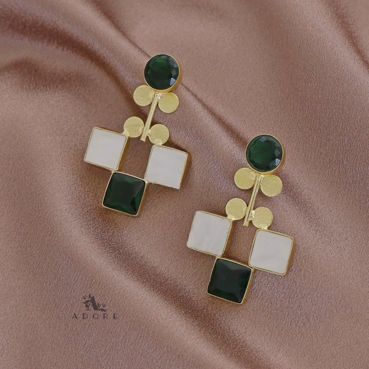 Tri Square Glossy + MOP Earring