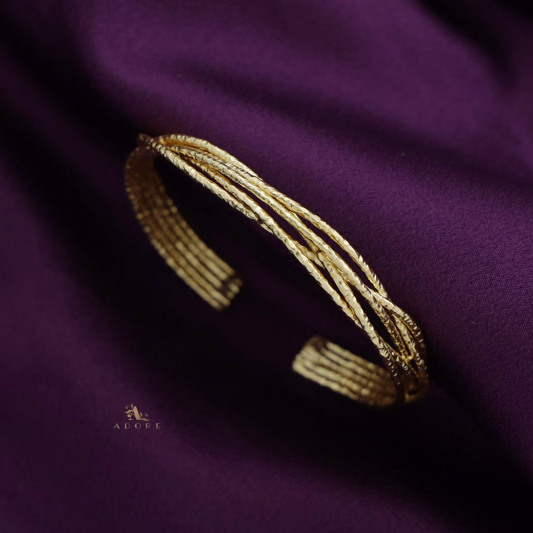 Golden Hammered Penta Layer Bangle