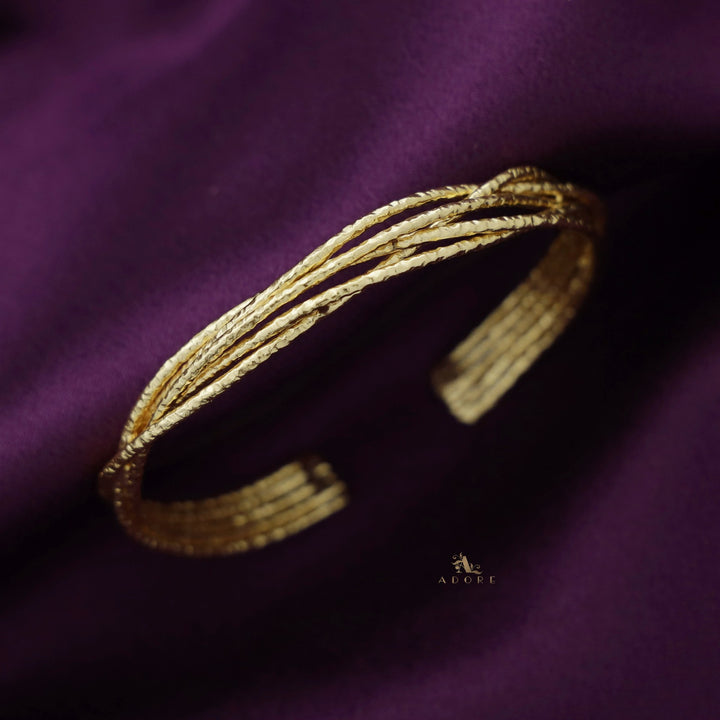 Golden Hammered Penta Layer Bangle