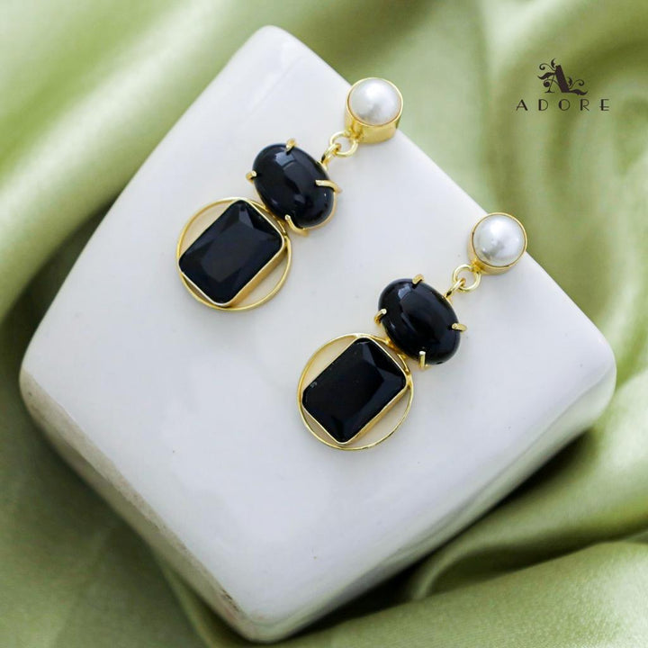 Pearly Glossy Oval & Rectangle Earring